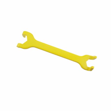 Llave fija para lavabos Stanley 0-70-454 mostrando su diseño acodado y bocas duales.