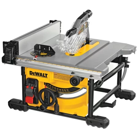 Sierra de mesa DeWalt DWE7485-QS con guía paralela, protector del disco y estructura de acero