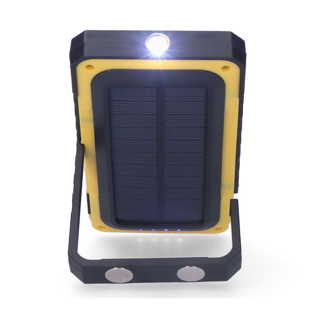 Linterna led solar recargable con gancho e imán cob 10w 750lm edm