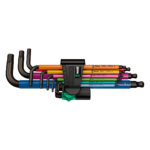 Juego de llaves acodadas métricas Wera 950/9 Hex-Plus Multicolour 1, con nueve piezas de diferentes tamaños, funda ergonómica y sistema de identificación por colores.