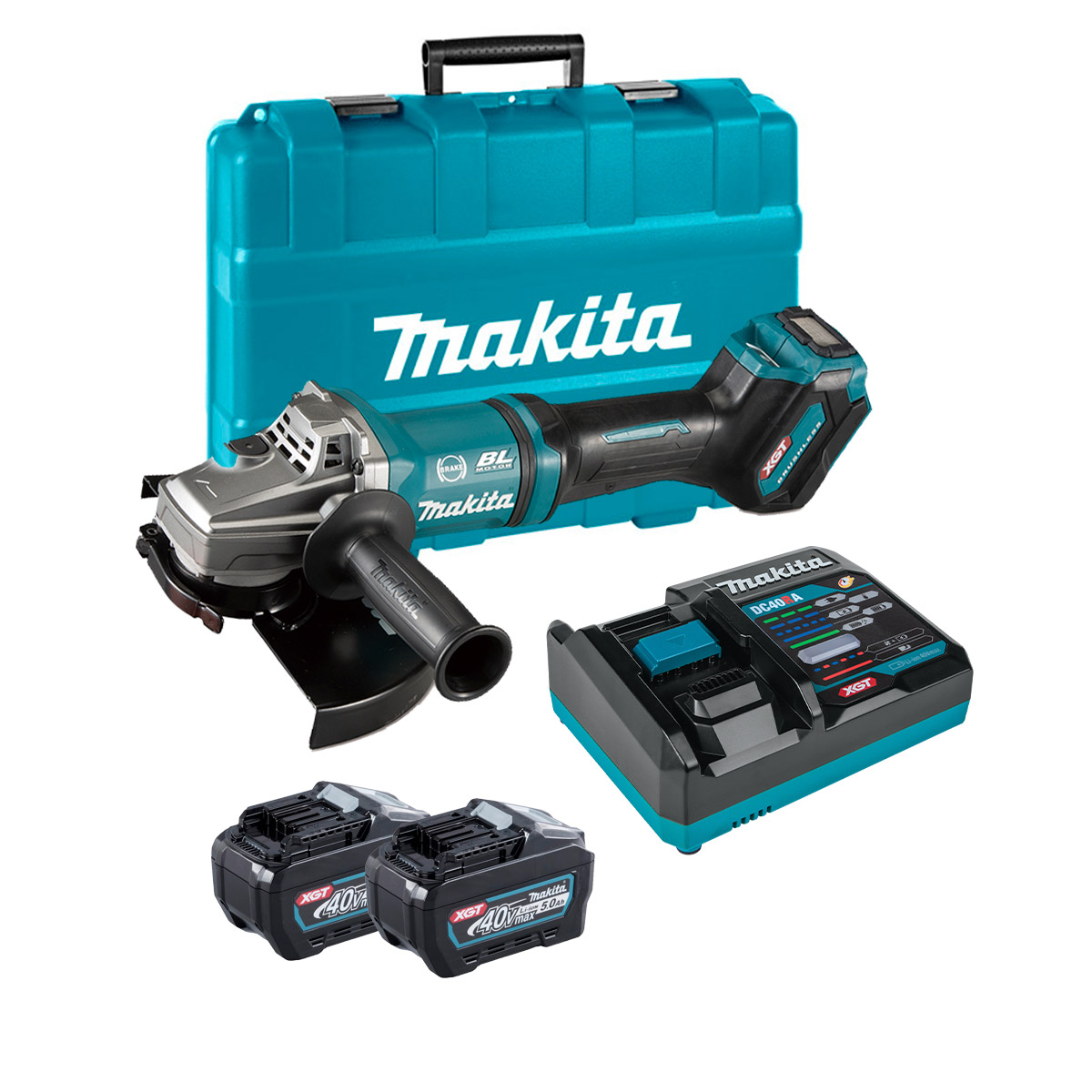 Makita - GA038GT201 - Amoladora angular con 2 baterías, Li-Ion, 40 V, 5 ah,  230 mm, caja especial,  - Tienda online de herramientas  eléctricas