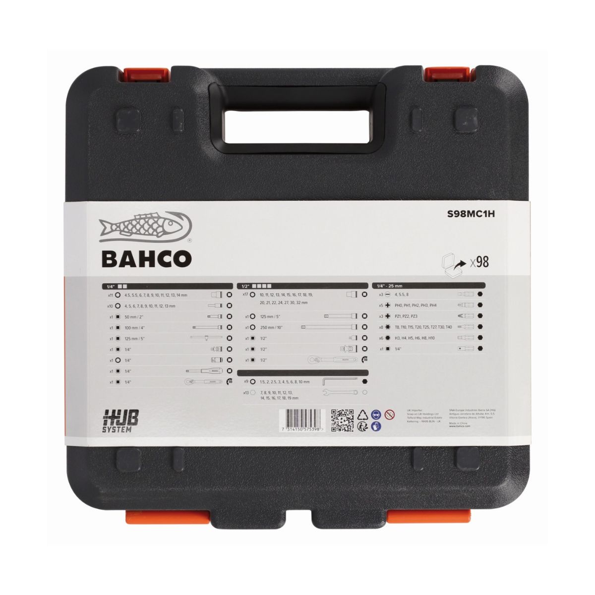 Caja HDPE del juego de herramientas Bahco S98MC1H
