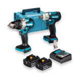 Kit Makita DLX2533TJ con taladro atornillador DDF489, llave de impacto DTW300, dos baterías, cargador rápido y maletín Makpac