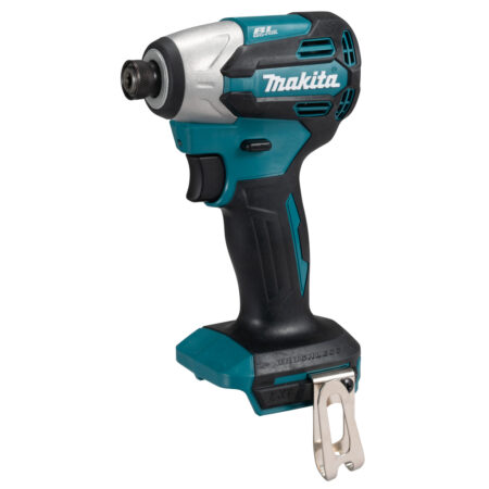 Makita DTD158Z atornillador de impacto LXT 18V Brushless 170 Nm con portapuntas hexagonal 1/4" y dial de velocidad variable, vista lateral sin batería