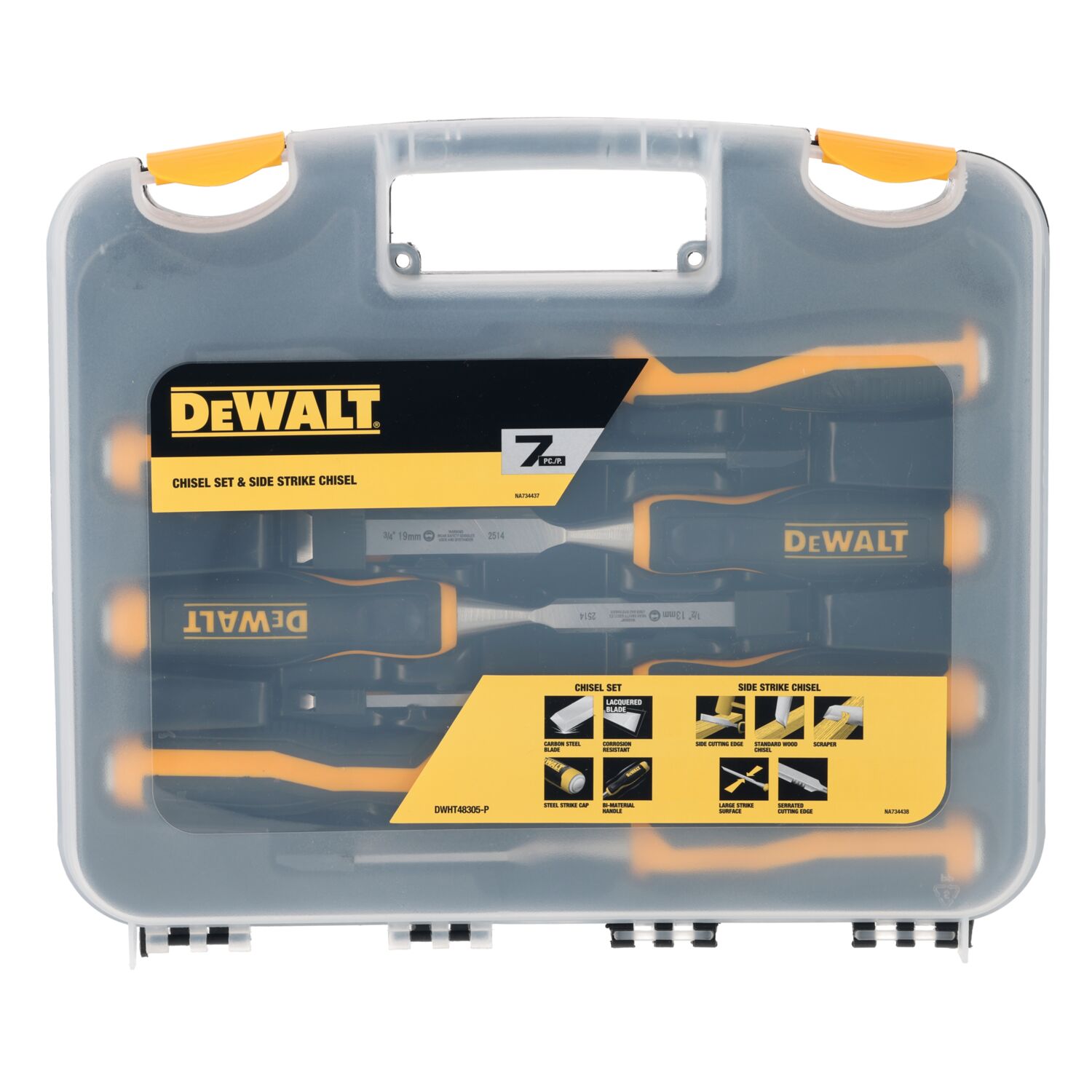 DeWalt DWHT48305-P juego de 6 cinceles para madera con estuche transparente