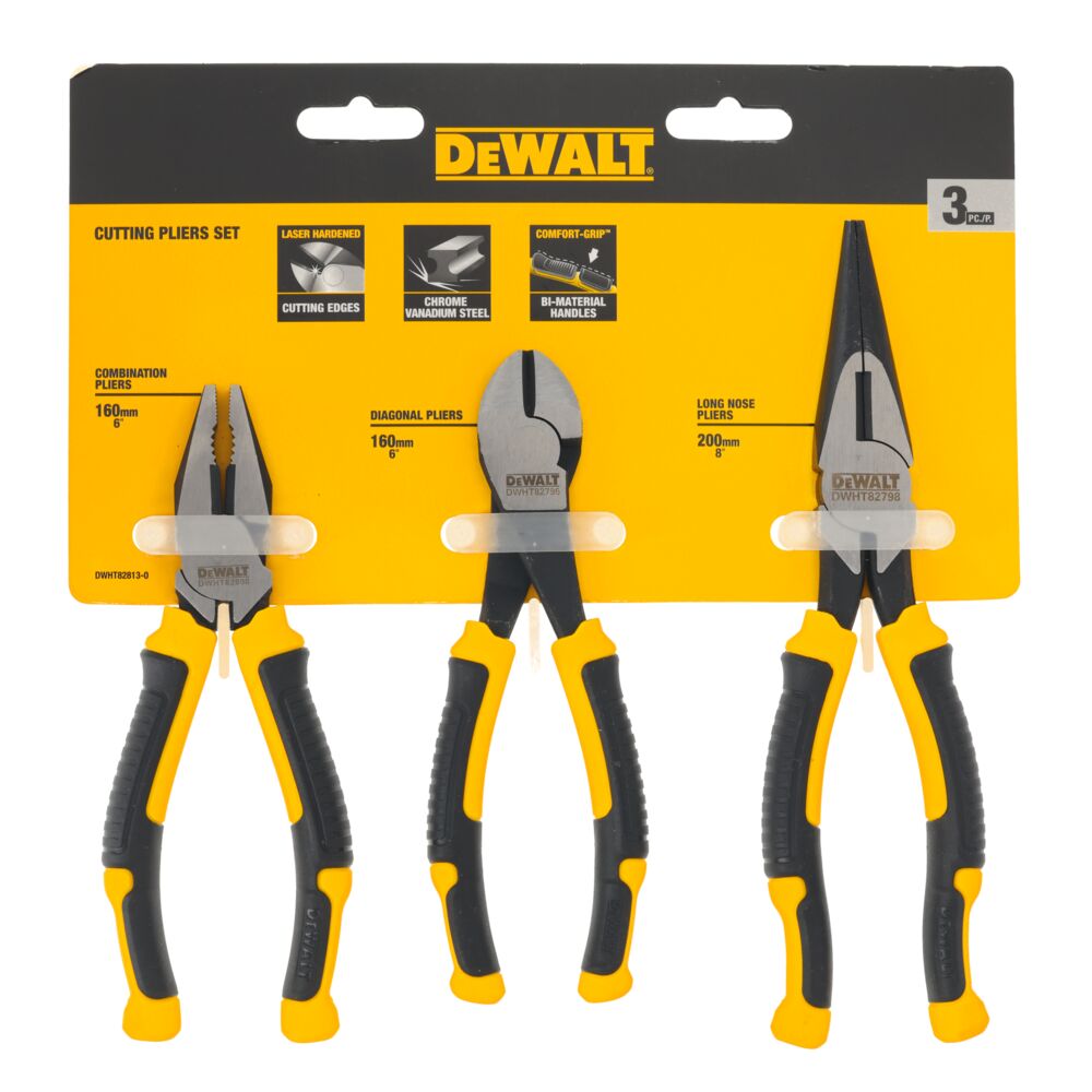 Alicate universal, corte diagonal y boca larga DeWalt DWHT82813-0