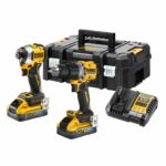 Dewalt kit taladro y atornillador de impacto a batería de 18v XR Powerstack de color amarillo