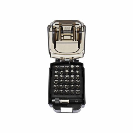 alt="Makita B-68317 set de 31 piezas con puntas de atornillar de 25 mm y portabrocas, en estuche con forma de batería"