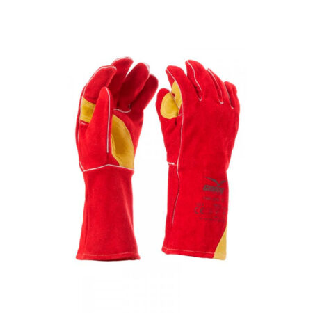 Guantes FIRE 307R rojos de serraje bovino para soldadura