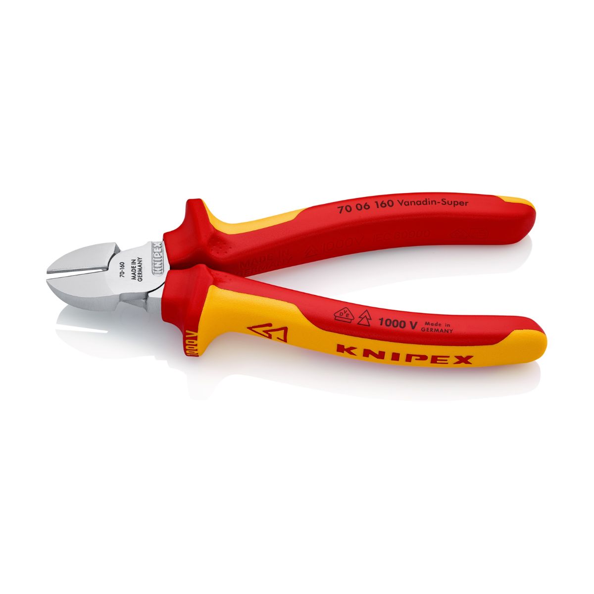 Cabeza cromada y filos de precisión del Knipex 70 06 160