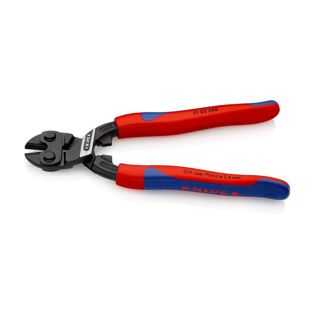 Cabeza de corte central y articulación de fuerza del Knipex 71 02 200 CoBolt