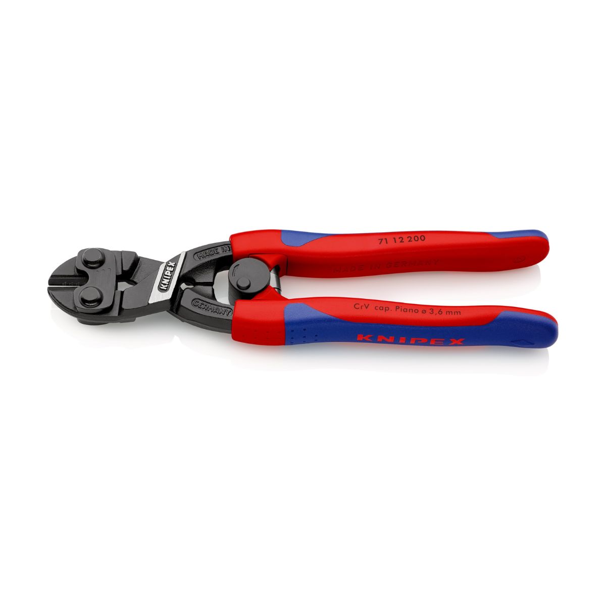 Cortante Knipex CoBolt 71 12 200 con mangos bicomponentes rojo y azul
