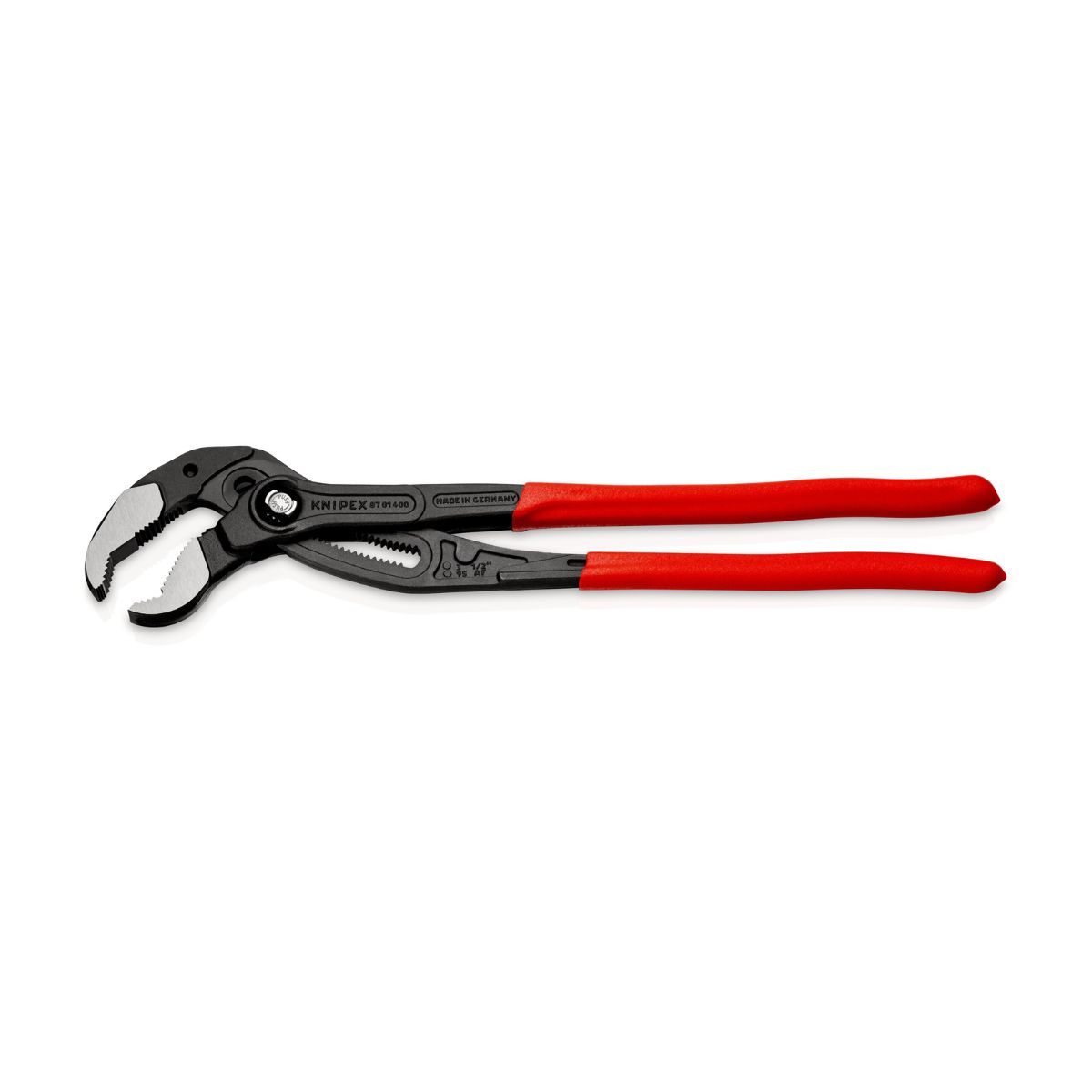 Knipex COBRA XL 87 01 400 con ajuste por pulsador y mangos rojos