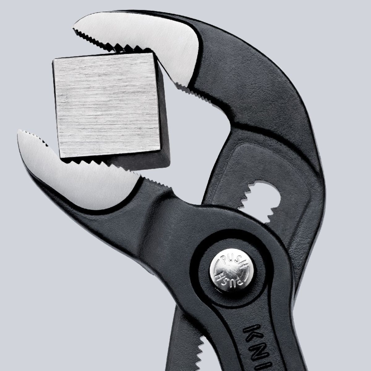 Knipex COBRA 87 02 300 con pulsador de ajuste y mangos bicomponentes