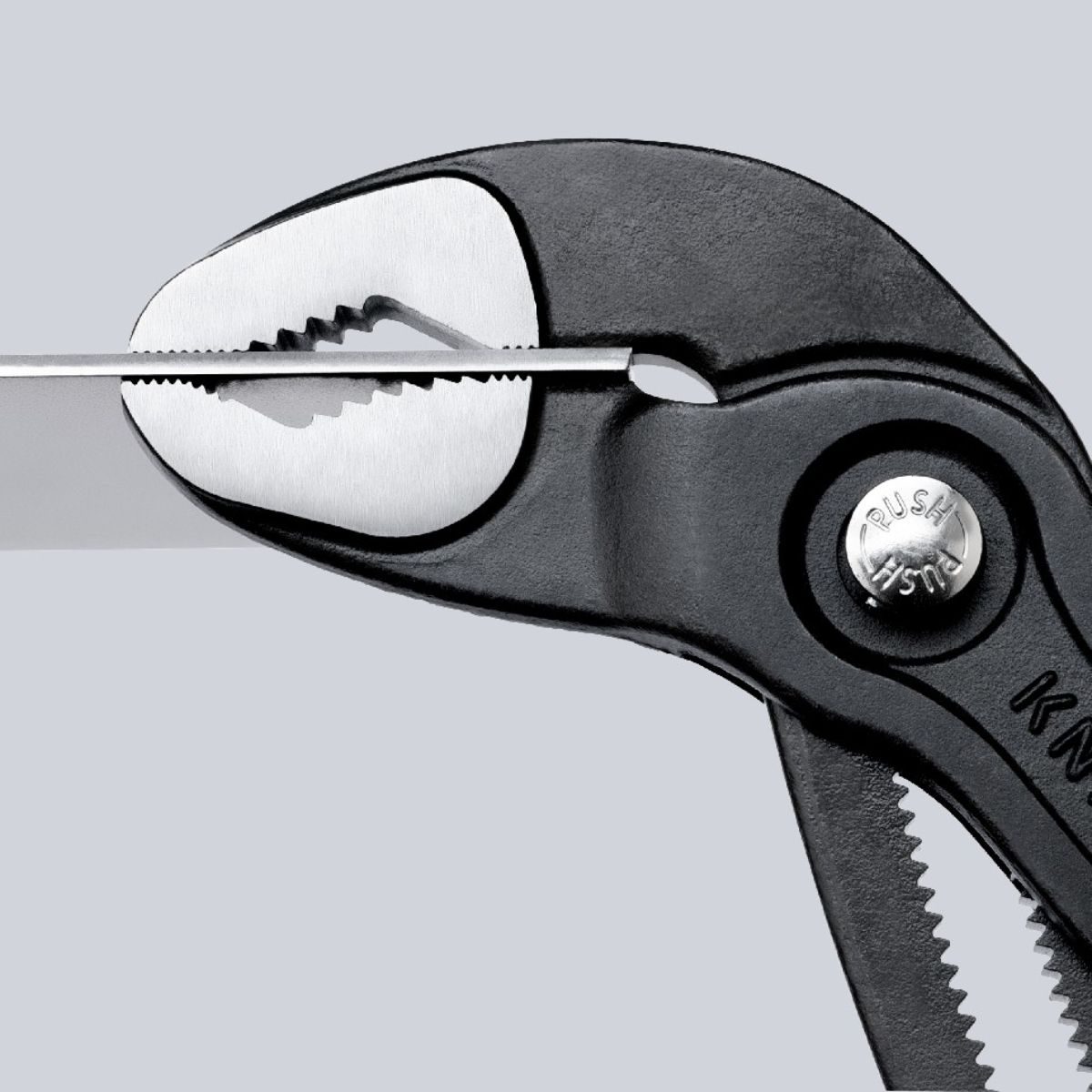 Knipex COBRA 87 02 300 con pulsador de ajuste y mangos bicomponentes