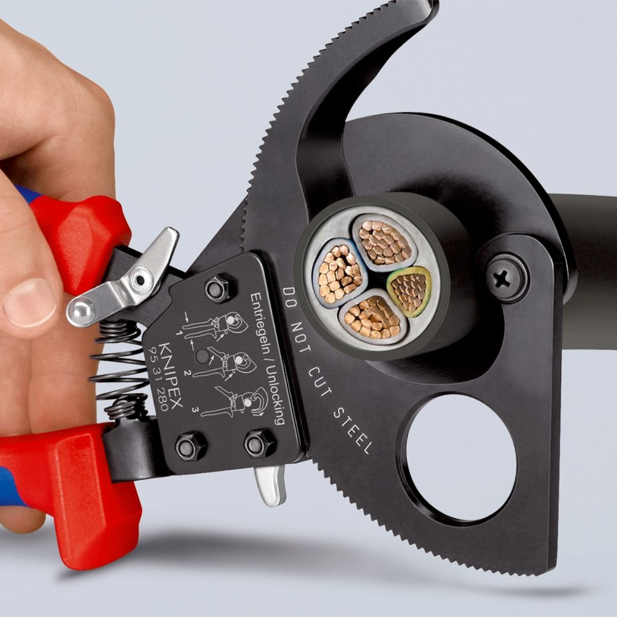 Mecanismo de carraca Knipex 95 31 280 con mangos multicomponentes