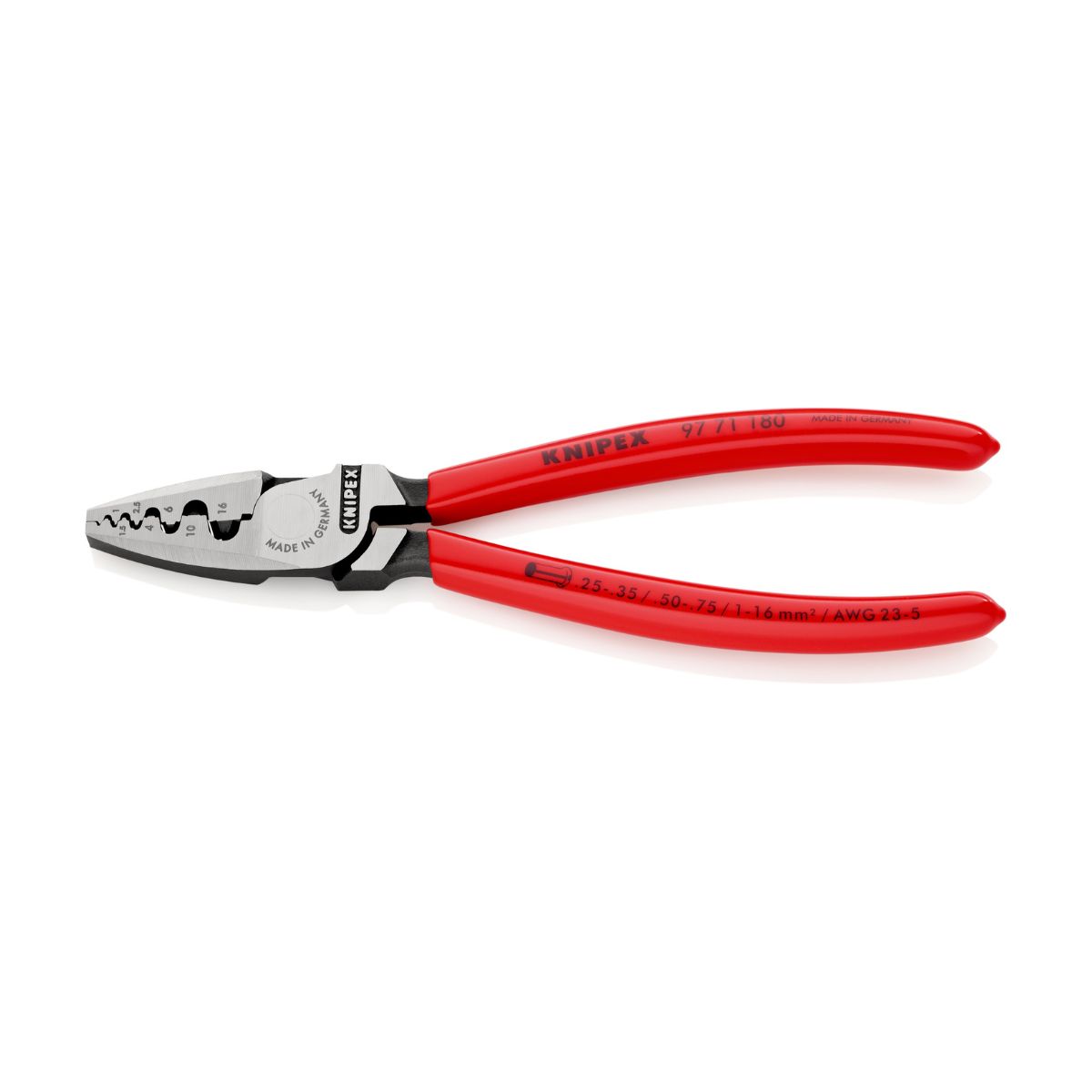 Mordazas semicirculares de crimpado del Knipex 97 71 180