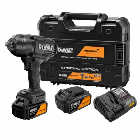 Kit DeWALT DCF99MP2T-QW con llave de impacto McLaren, 2 baterías XR 5 Ah, cargador y maletín TSTAK II.