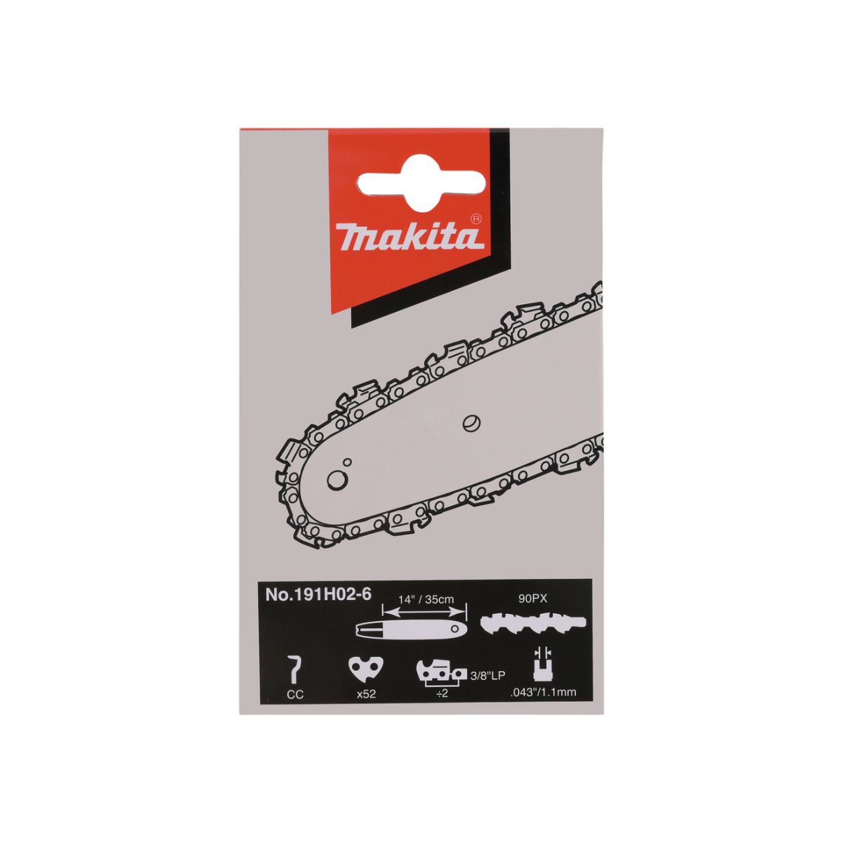 Makita 191H02-6 Cadena de Repuesto 14" 3/8" 1,1 mm 52E para motosierras - Imagen 2