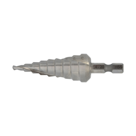Broca escalonada Makita D-40157 4-20 mm espiral con vástago hexagonal