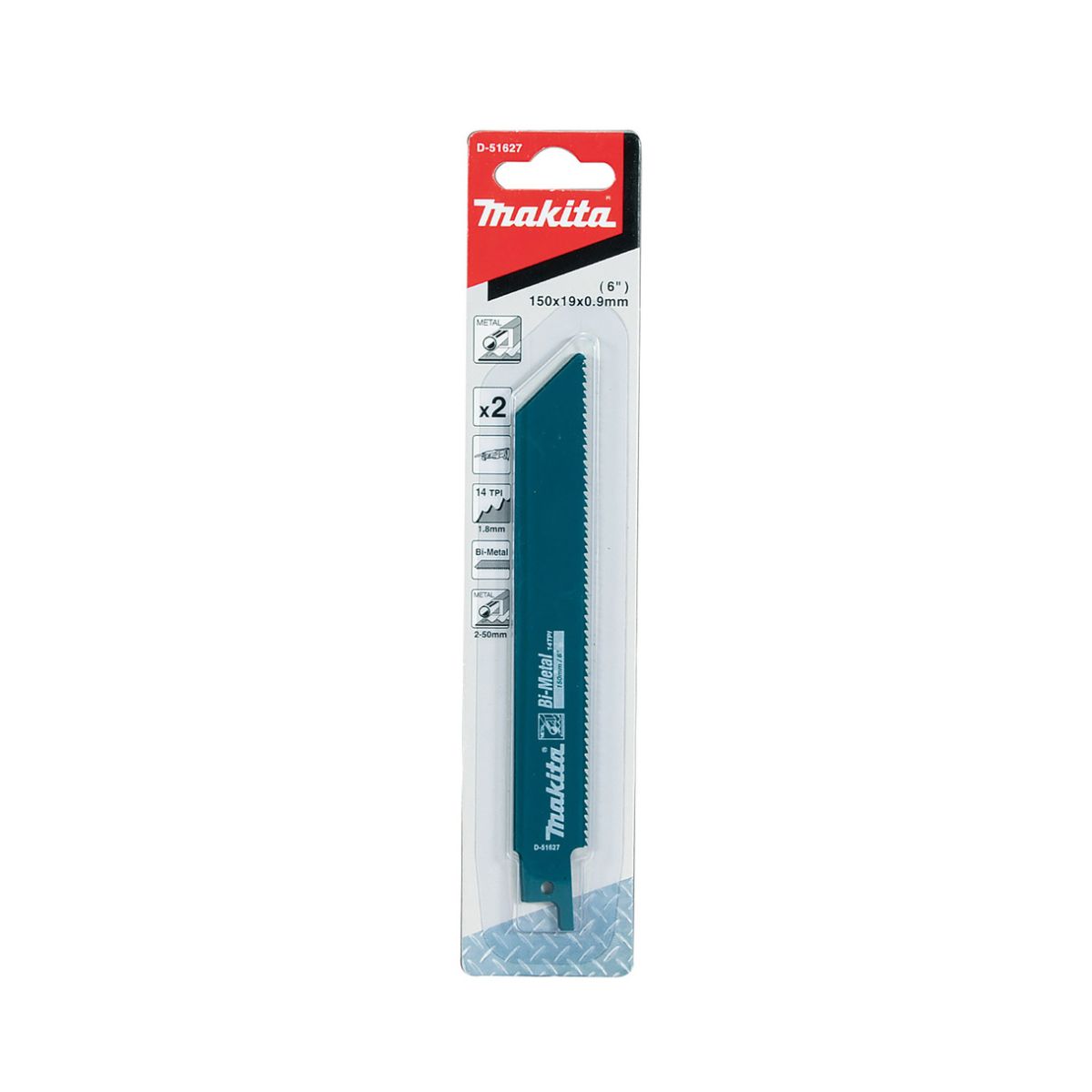 Makita D-51627 hoja de sierra sable 150 mm BiM 14 TPI para metal (2 uds) - Imagen 2