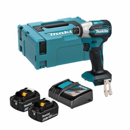 Makita DTD158RTJ Atornillador de Impacto LXT Brushless 18V 170 Nm 1/4" Kit con 2 Baterías BL1850B 5,0 Ah y Cargador