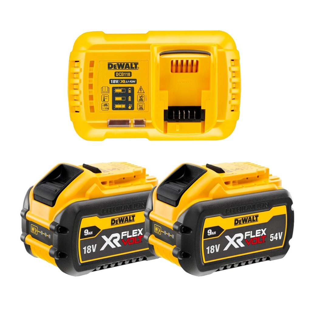 Starterset: 3x DeWalt DCB548-XJ / XR FlexVolt accu's lader (18V / 54V, 12Ah, origineel) DeWalt