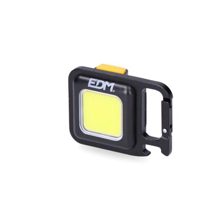 Linterna llavero COB LED 6W con imán, gancho giratorio y soporte abatible, compacta y recargable por USB-C, ideal para tareas de inspección y emergencias.